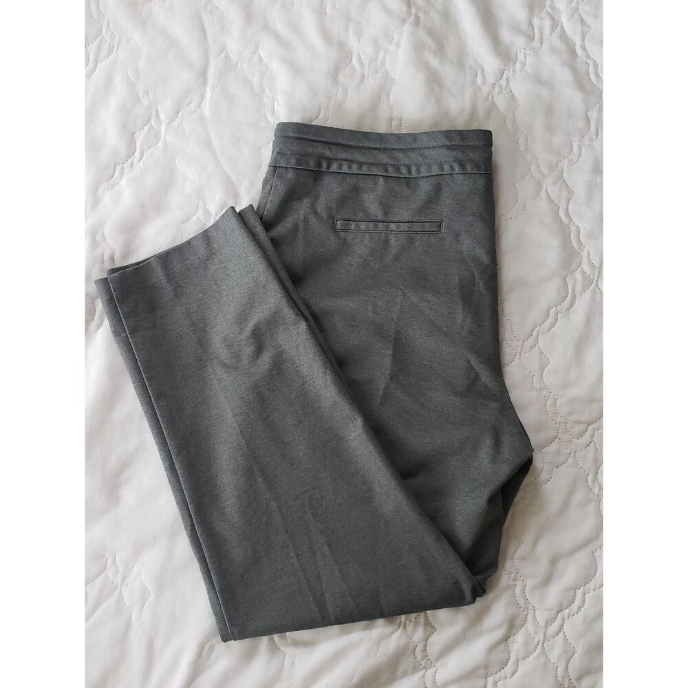 Womens XL Pull On Draw String Trouser Straight Leg Mid Rise 4 Way Stretch Gray